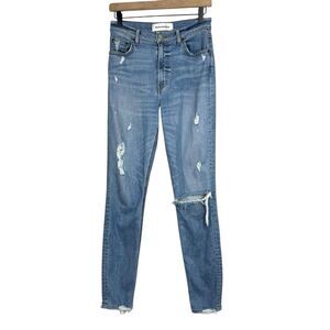 Reformation High & Skinny Jeans Distressed Maui Wash Destroyed Size 27